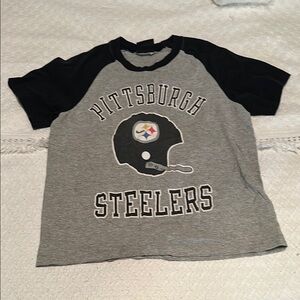 Pittsburgh Steelers Gray and Black Short Sleeve Tee